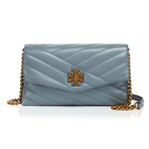 Tory Burch Kira Chevron Chain Wallet Crossbody Rainwater